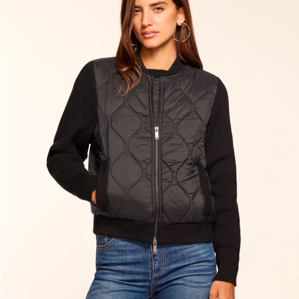 NEW Ramy Brook Miranda Quilted Puffer Jacket Black Size S
